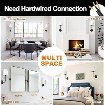 Passica Decor Hardwired Wall Sconces Set of 2 Pack Vintage Industrial Wall Light Fixture with Fla... | Amazon (US)