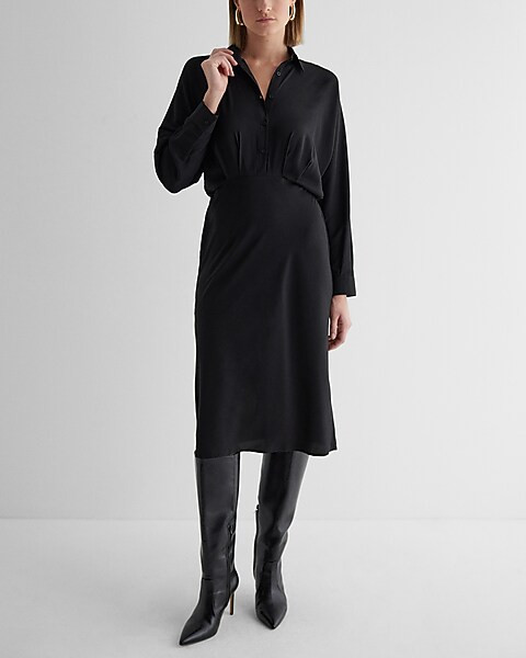 Half Button Up Midi Portofino Shirt Dress | Express