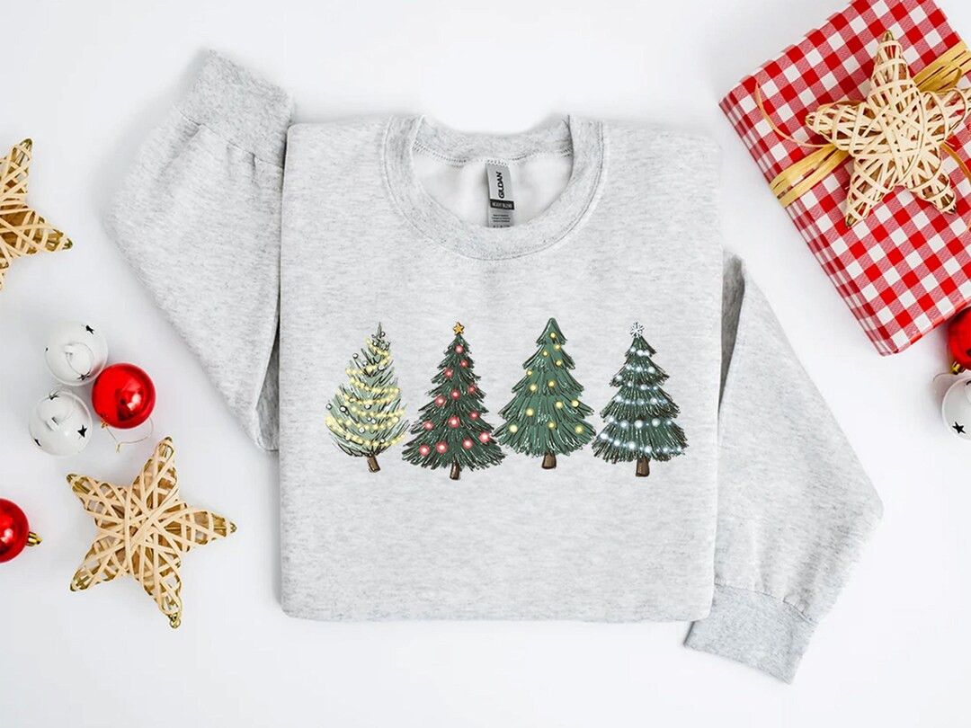 Christmas Sweatshirt Womens Christmas Sweater Christmas Crewneck Pullover Christmas Tree Holiday ... | Etsy (US)