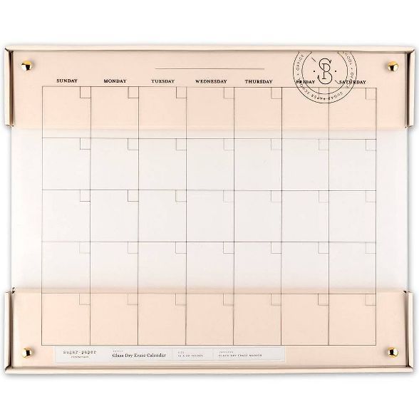 20"x16" Glass Dry Erase Calendar - Sugar Paper | Target