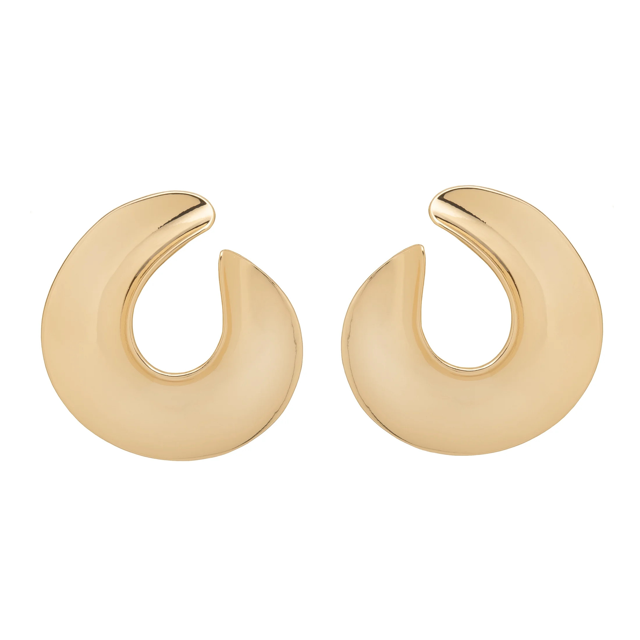 Time and Tru Women's Gold Tone Modern Open Hoop Earrings | Walmart (US)