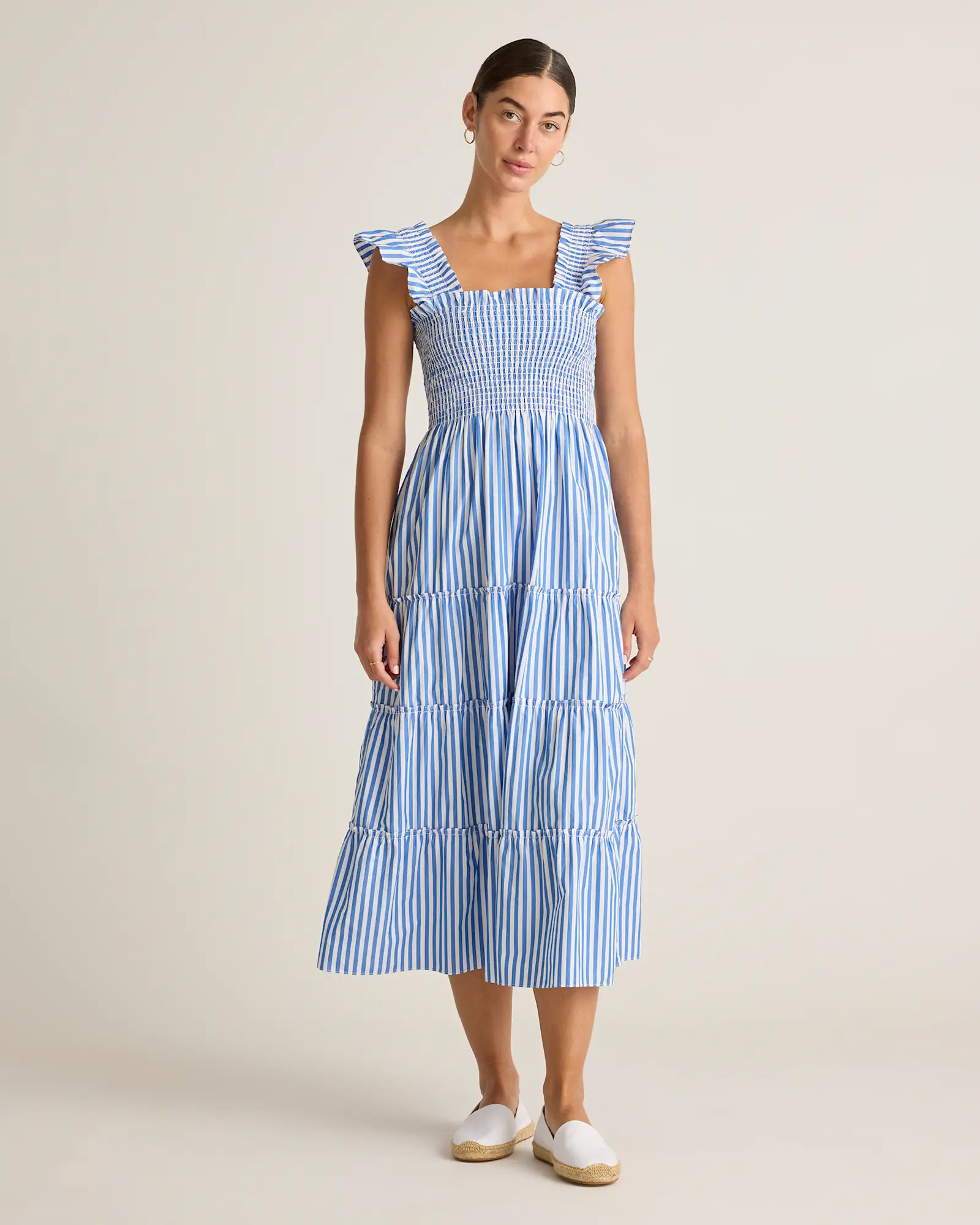 100% Organic Cotton Smocked Midi Dress | Quince