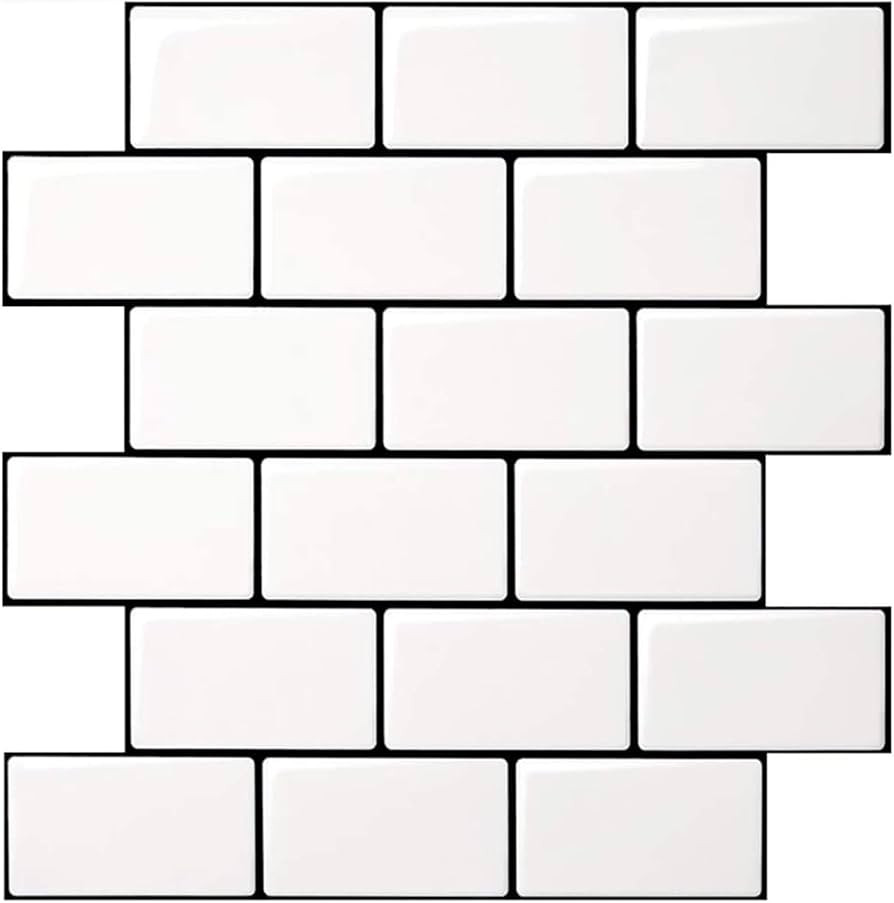 Art3d 10-Pack Subway Tiles Peel and Stick Backsplash, White, 12 x 12 Inch | Amazon (US)
