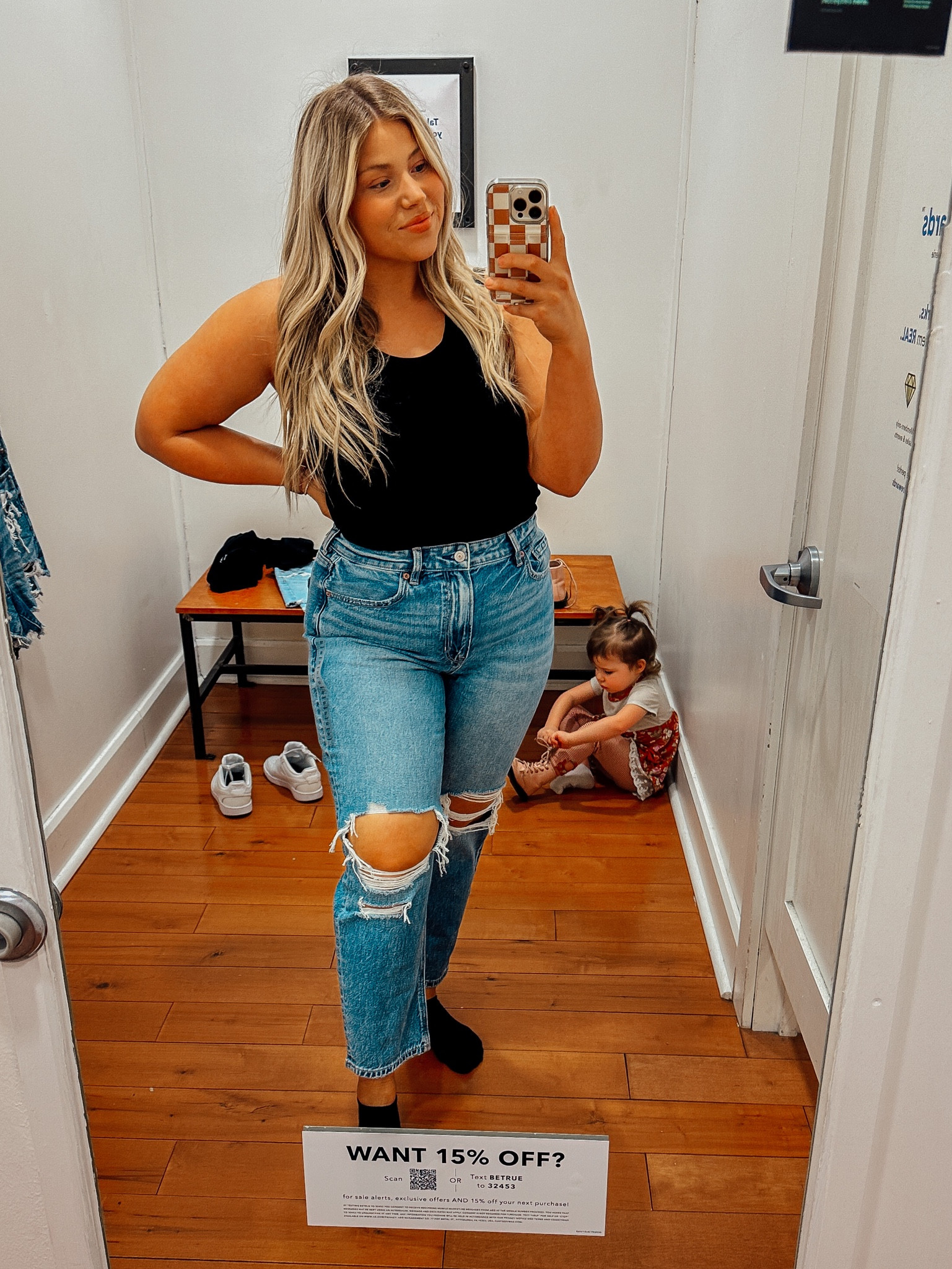 Perfect mom jeans from American Eagle! Wearing a size 12!

#LTKSale #LTKstyletip #LTKfit