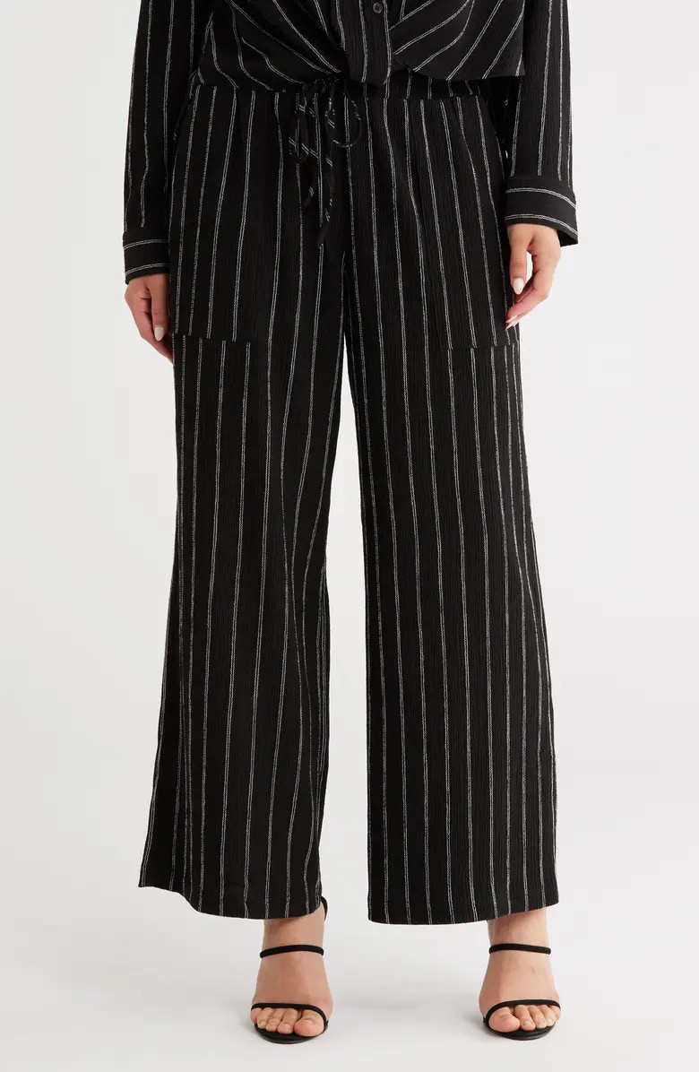 Caslon® Stripe Textured Crop Wide Leg Pants | Nordstromrack | Nordstrom Rack