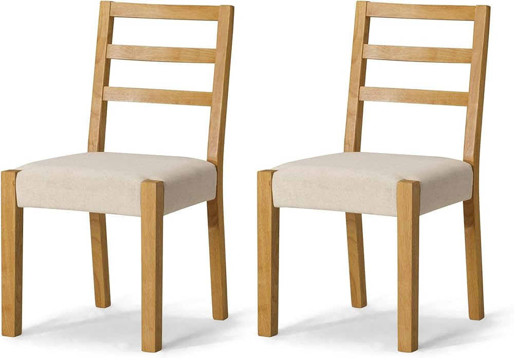 Maven Lane Willow Rustic Wooden Dining Chair in Weathered Natural Finish with Taupe Linen Fabric ... | Amazon (US)