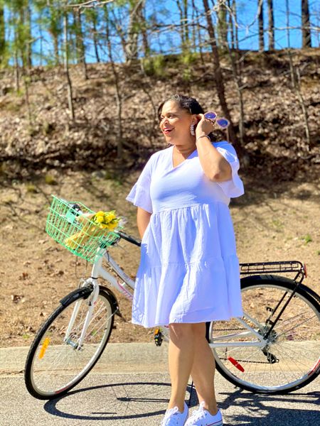 Spring has sprung but we’re ready with a fun white dress and sneakers.
Casual white swing dress
Converse Women’s Chuck Taylor’s 
Aviator sunglasses White hoop earrings Bike basketts 

#LTKstyletip #LTKover40 #LTKfindsunder50