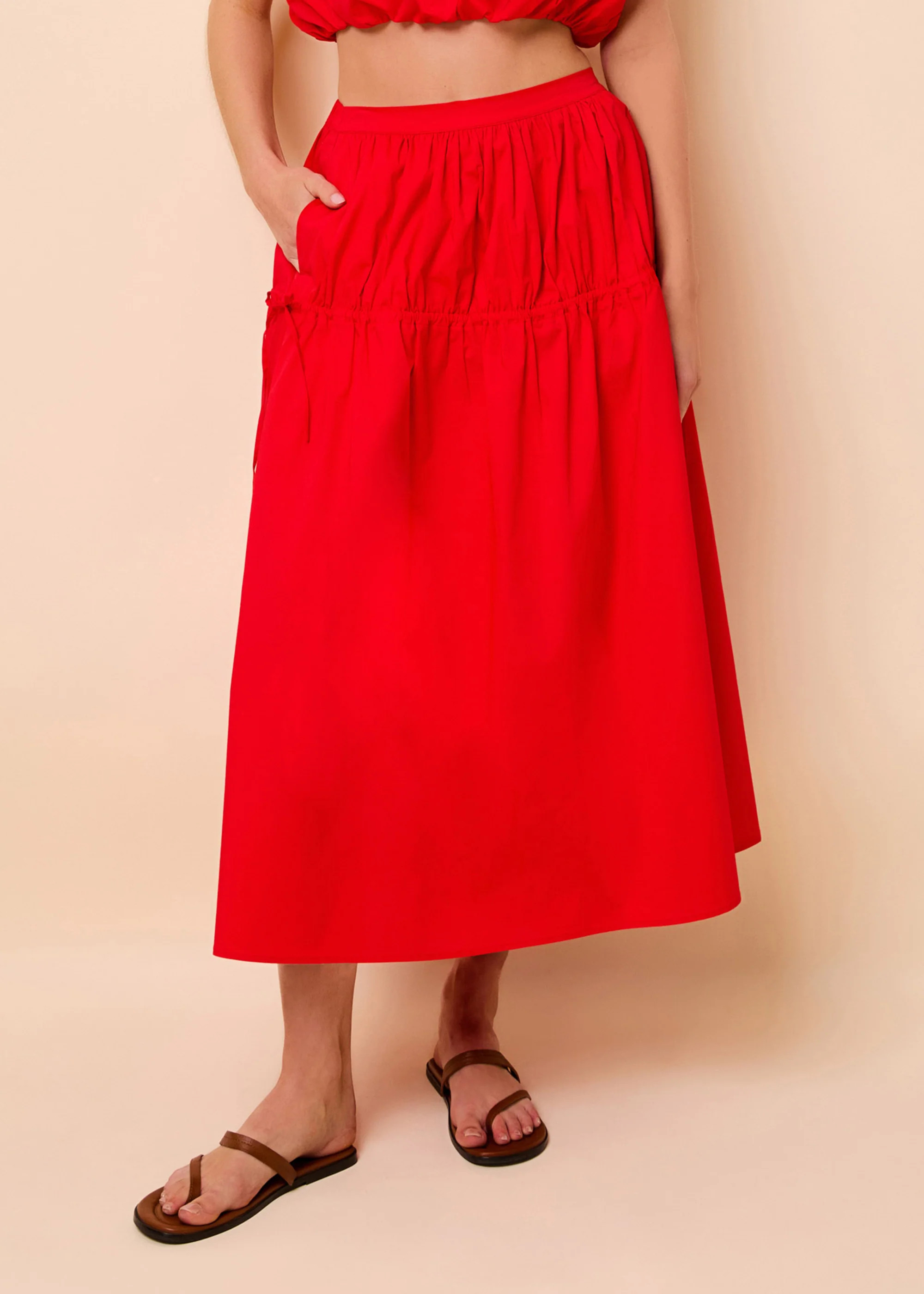 Ivy Skirt Poplin Lipstick Red | Solid & Striped