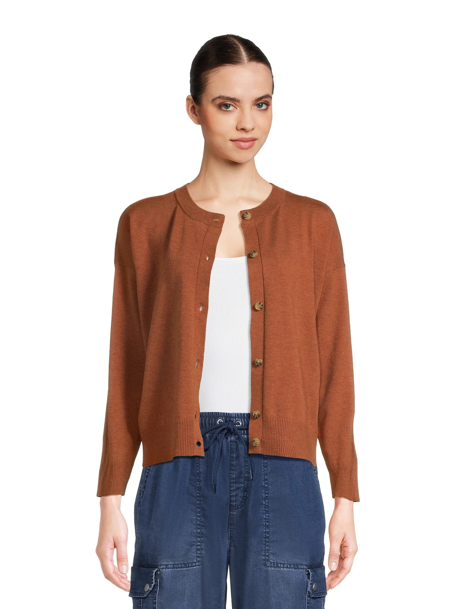 Time and Tru Women's Button Front Cardigan Sweater, Lightweight | Walmart (US)