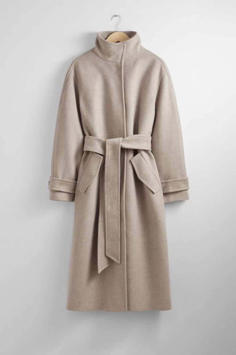 Relaxed Belted Wool Coat | H&M (UK, MY, IN, SG, PH, TW, HK)