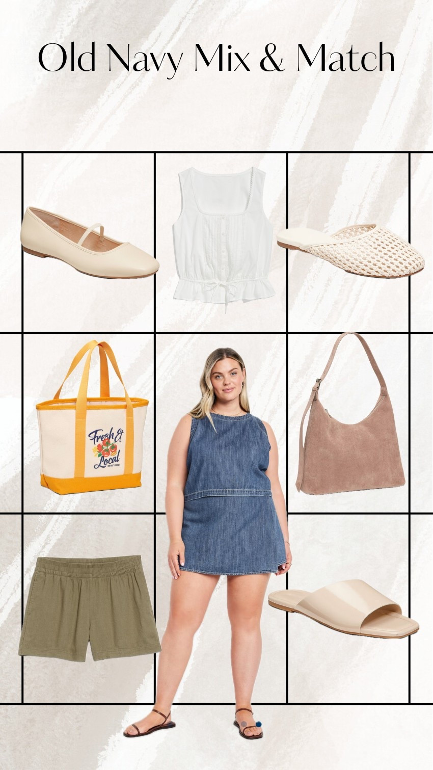 Two tops, one pair of shorts, and a skort. Mix & match with shoe, purse, and tote to create multiple outfits!

#LTKStyleTip #LTKMidsize #LTKSaleAlert