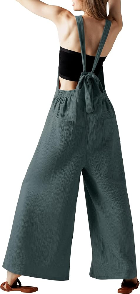 Casly Lamiit Womens Overalls Wide Leg Jumpsuits Loose Casual Rompers Sleeveless Adjustable Straps... | Amazon (US)