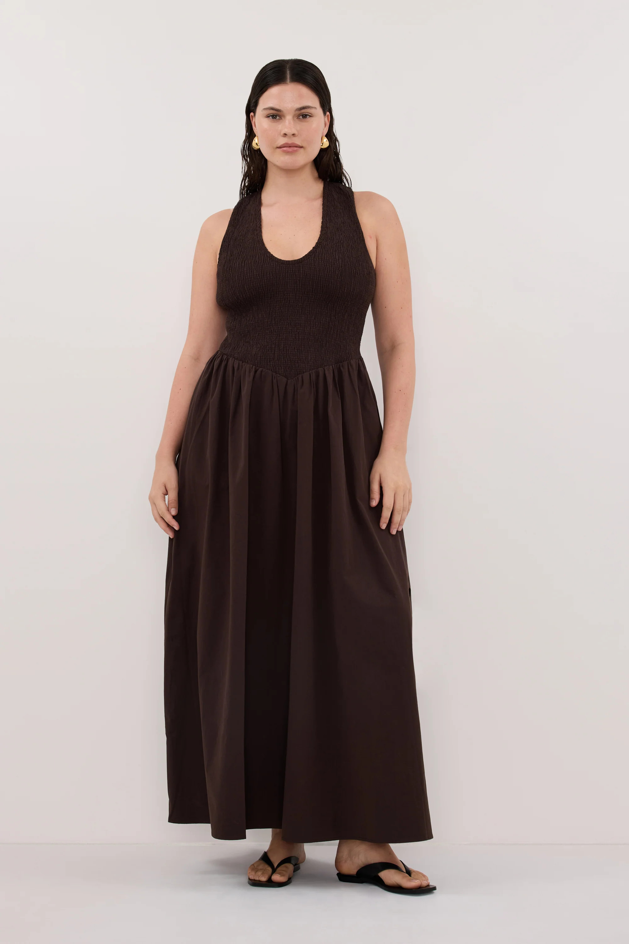 FLORENCE BURNT CHOC COTTON MIDI | DISSH