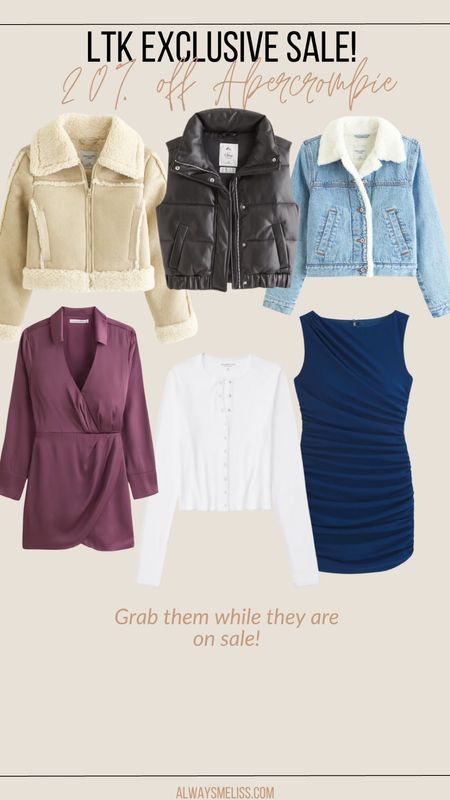 Abercrombie sale finds. Love these adorable jackets and dresses! Top also comes in black. All 20% off this weekend + site wide sale. Happy shopping!

Fall finds
Fall outfits 
Cozy jacket

#LTKSale #LTKfindsunder100 #LTKsalealert