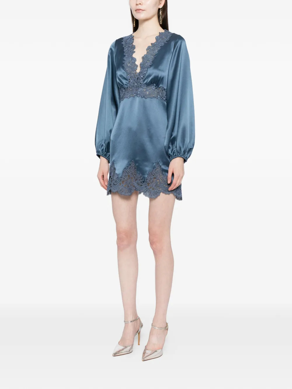 satin lace mini dress | Farfetch Global
