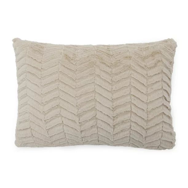 MoDRN Neo Luxury Chevron Faux Fur Decorative Throw Pillow, 14x20" | Walmart (US)