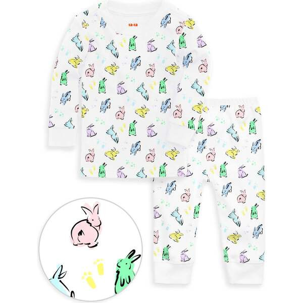 The Organic Long Sleeve Pajama Set, Bunny Hop | Maisonette