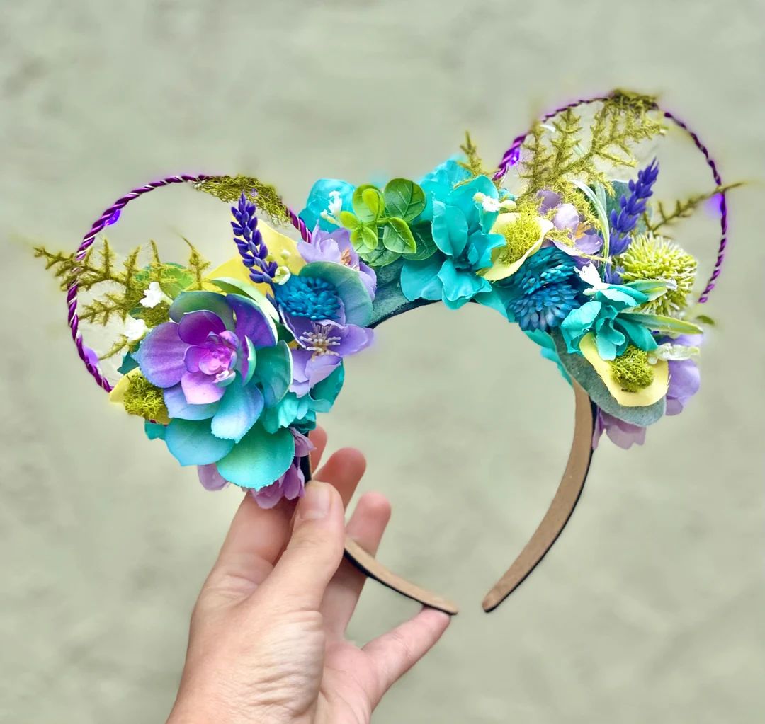 Avatar Mickey Ears/ Pandora Minnie Ears / Disney Ears / Animal Kingdom Ears / Floral Mickey Ears ... | Etsy (US)