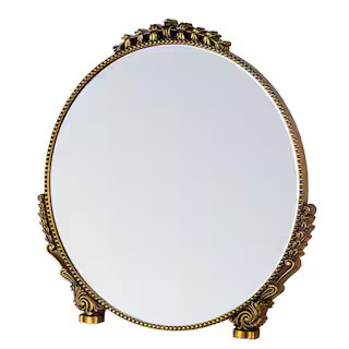 shyfoy Vintage 30 in. W x 30 in. H Arched Antiqued Gold Decorative Wall Mirror Classic Accent Mir... | The Home Depot