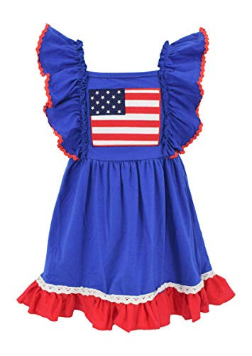 Unique Baby Boutique American Flag Girls 4th of July Outfit for Girls Patriotic Dresses (2t) Blue | Amazon (US)