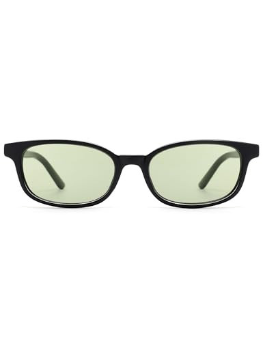 Appassal Retro Rectangle Sunglasses for Women Men Small Square Sunnies AP3745,Black/Light Green | Amazon (US)