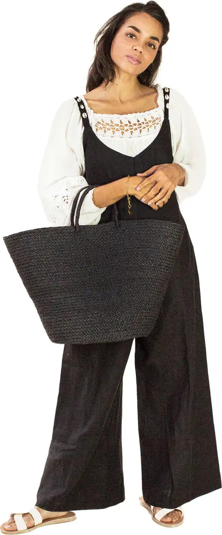 Braided Raffia Tote Black | Nordstrom