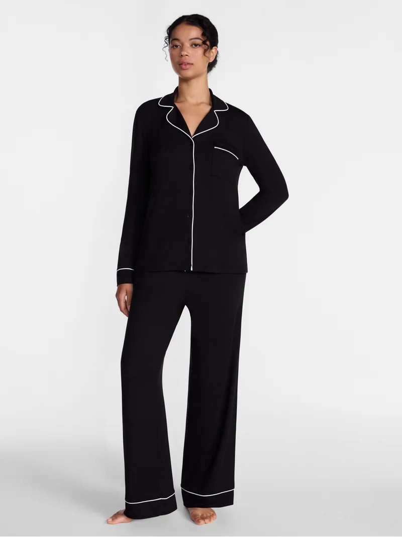 Joyspun Women\u2019s Dreamy Soft Collection Notch Collar Top and Pants, 2-Piece Pajama Set, Sizes... | Walmart (US)