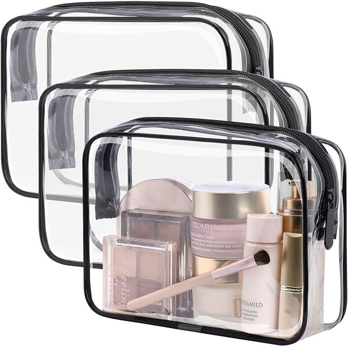 PACKISM TSA Approved Toiletry Bag - Clear Makeup Bag Waterproof Quart Size Bag, Travel Makeup Cos... | Amazon (US)