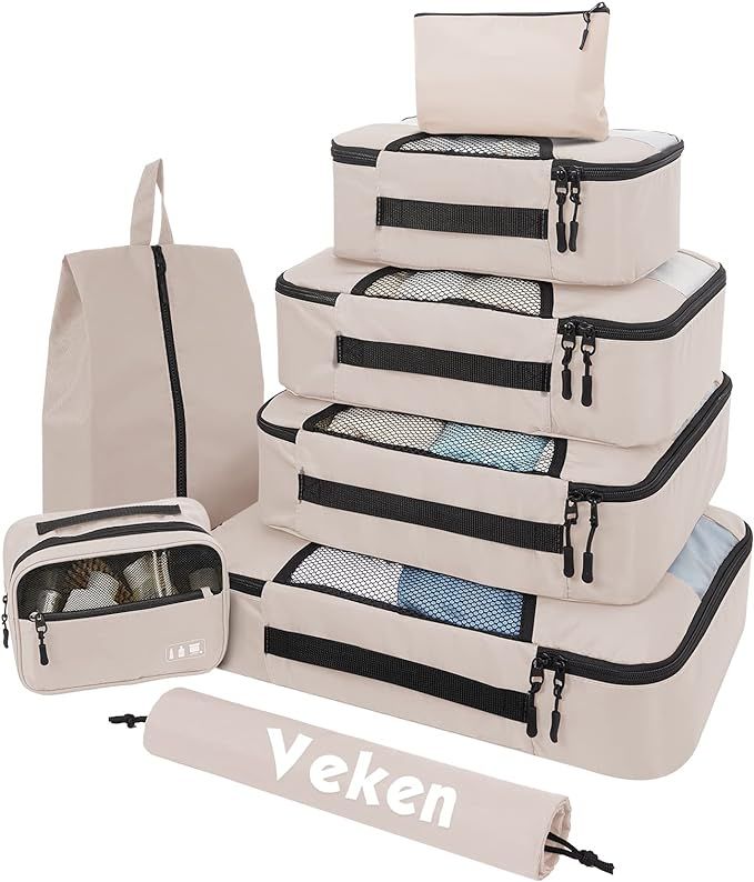 Veken 8 Set Packing Cubes for Suitcases, Travel Bag Organizers for Carry on Luggage, Suitcase Org... | Amazon (US)