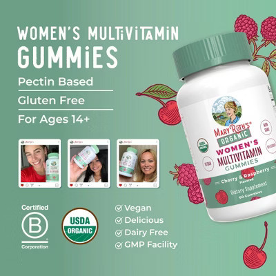 MaryRuth's Women's Multivitamin Gummies, Cherry & Raspberry, Org, 60 ct | Target