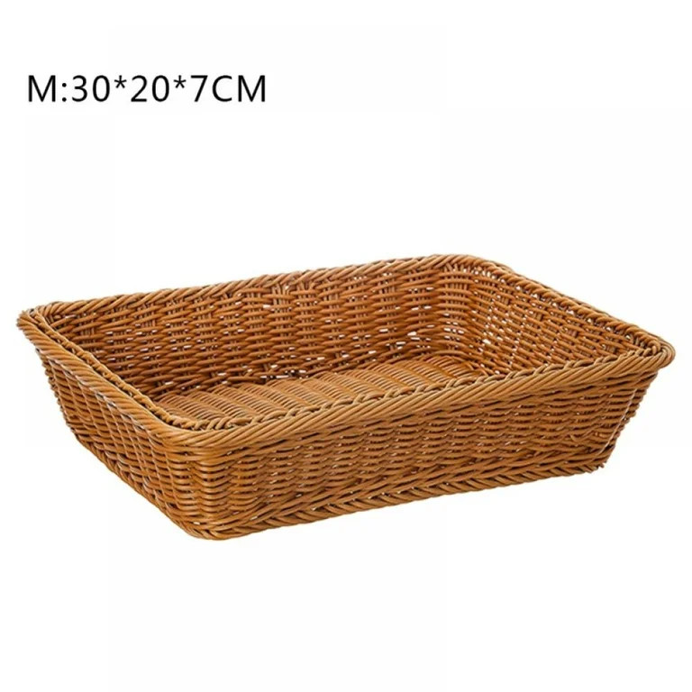 Shop Clearance!!Hand-Woven Rattan Storage Basket,Natural Handmade Rectangle Bread Basket Fruit Se... | Walmart (US)