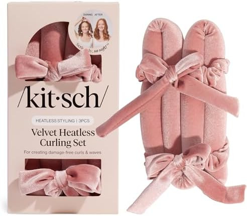 Kitsch Velvet Heatless Curling Set – Hair Curler to Sleep In for Heatless Curls Overnight - Hea... | Amazon (US)