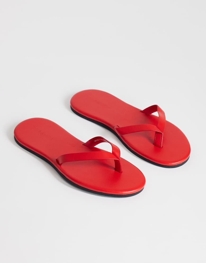 Topshop Sky real leather toe thong sandal in red | ASOS (Global)