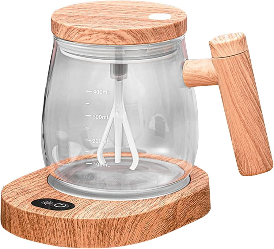 Self Stirring Mug, Rechargeable Glass Self Mixing Cup With Lid and Heated Coaster, 400ml Home/Tra... | Amazon (US)