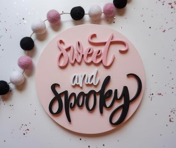 Sweet and Spooky | Halloween Decor | Hey Boo | Pink Halloween | Halloween Bookshelf | Halloween K... | Etsy (US)