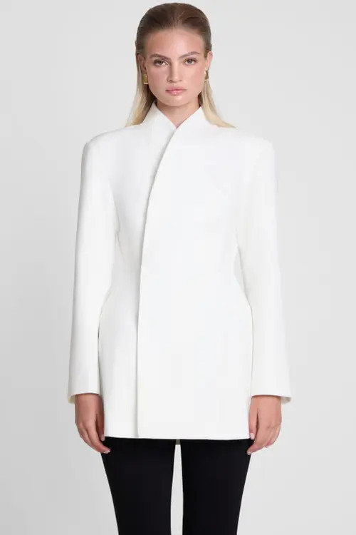 LEAU Cairo Hourglass Belted Coat in White at Nordstrom, Size X-Large | Nordstrom