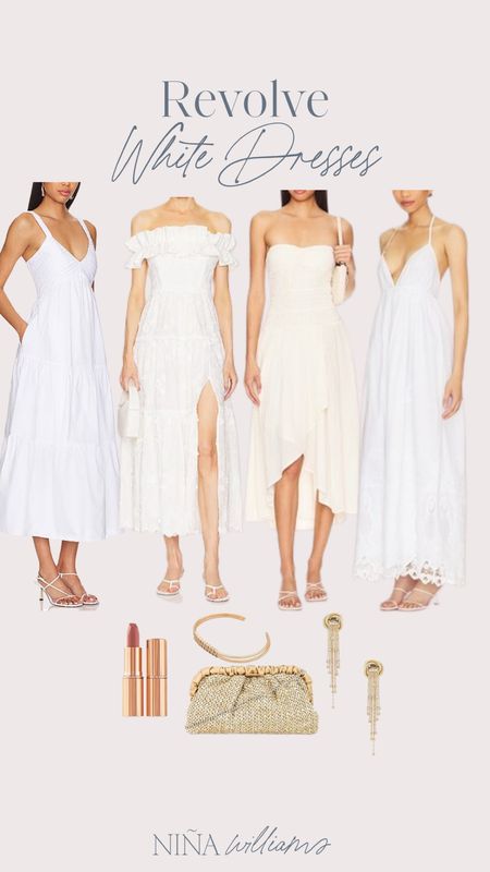 Revolve white dresses and accessories! Wedding guest dress - summer dress outfit - Mother’s Day gift 

#LTKbeauty #LTKwedding #LTKGiftGuide