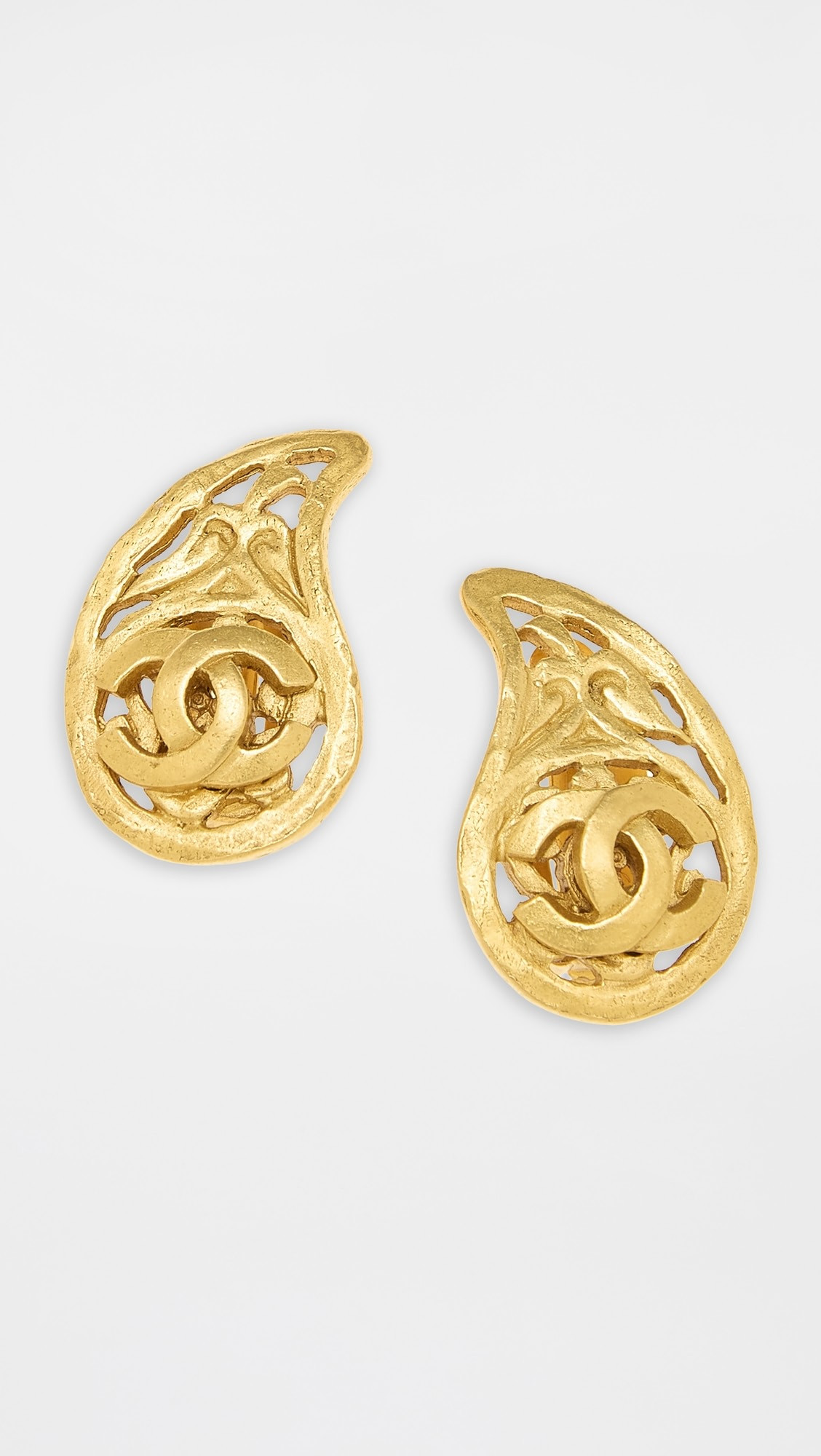 Chanel Gold Paisley Earrings | Shopbop