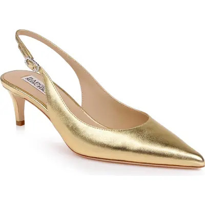 BADGLEY MISCHKA Ruthie II Pointed Toe Slingback Pump in Gold Metallic at Nordstrom, Size 11 | Nordstrom