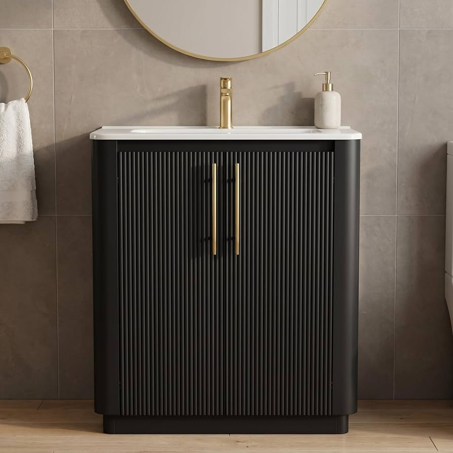 MORVANO 30" Bathroom Vanity with Sink, Modern Freestanding, Black | Amazon (US)
