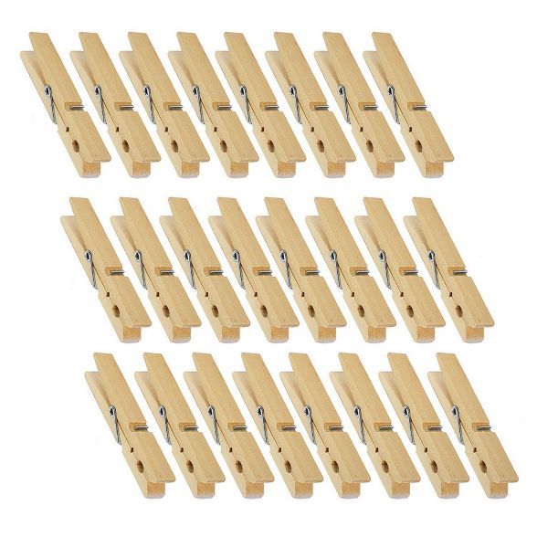 Wooden Clothespins - 24-Pack Large Clothespins for Shirts, Sheets, Pants, Decor- Made Of Natural ... | Target