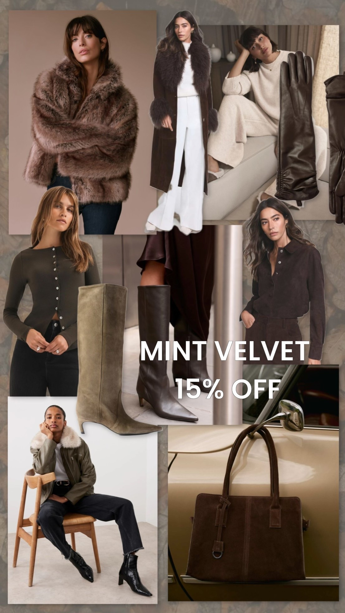 Mint Velvet Black Friday sale - 15% off until Thursday with code MVLTKSTUDIO 

autumn winter wardrobe staples - knee high boots - faux fur coat - suede shirt - suede barrel leg trousers - leather bomber jacket - knitwear - cardigan - brown suede bag - white jeans - long leather gloves #mintvelvet #blackfriday

#LTKwinter #LTKautumn #LTKuk