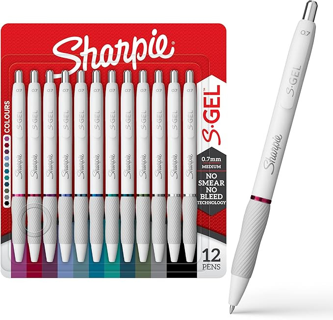 Sharpie S-Gel Pens, Fashion Barrel Gel Pens, Pearl White Body, Medium (0.7mm) Point, Bold Ink Col... | Amazon (US)