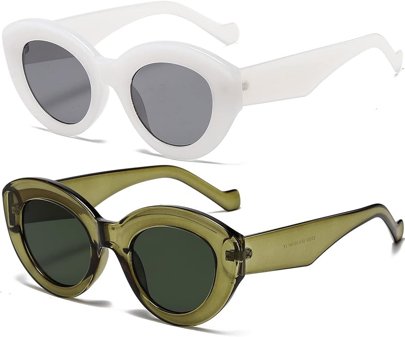 AIEYEZO Oversized Cat Eye Sunglasses for Women Cute Oval Thick Frame Cateye Sun Glasses Chic Retr... | Amazon (US)