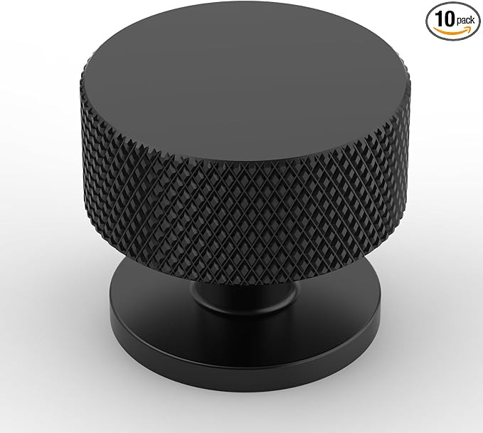 Amerdeco 10 Pack Matte Black Cabinet Knobs Single Hole Cabinet Pulls 1.2 Inch Diameter Round Draw... | Amazon (US)