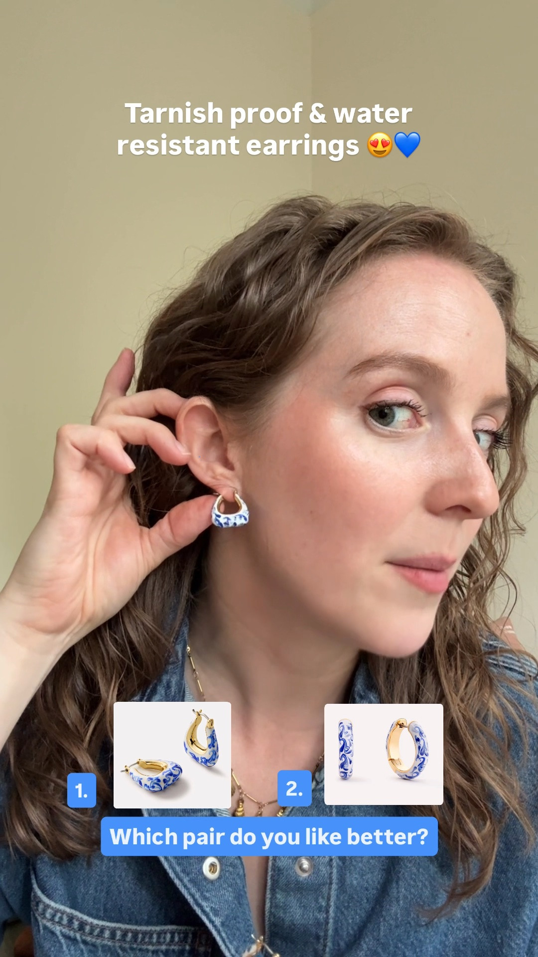 Tarnish proof & water resistant blue marble earrings from @Ana Luisa free shipping!
Left pair: small size
Right pair: medium hoop