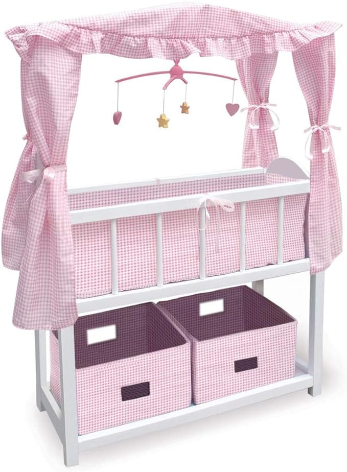Badger Basket Doll Crib with Bedding, Storage Baskets, Mobile & Personalization Kit - Ideal Nurse... | Amazon (US)