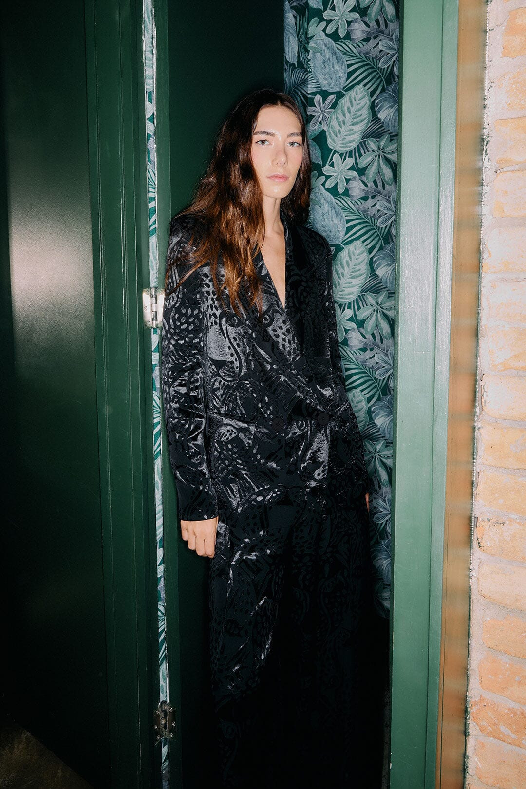 Black Leopard Buttoned Jacquard Blazer | FARM Rio | FarmRio (US)