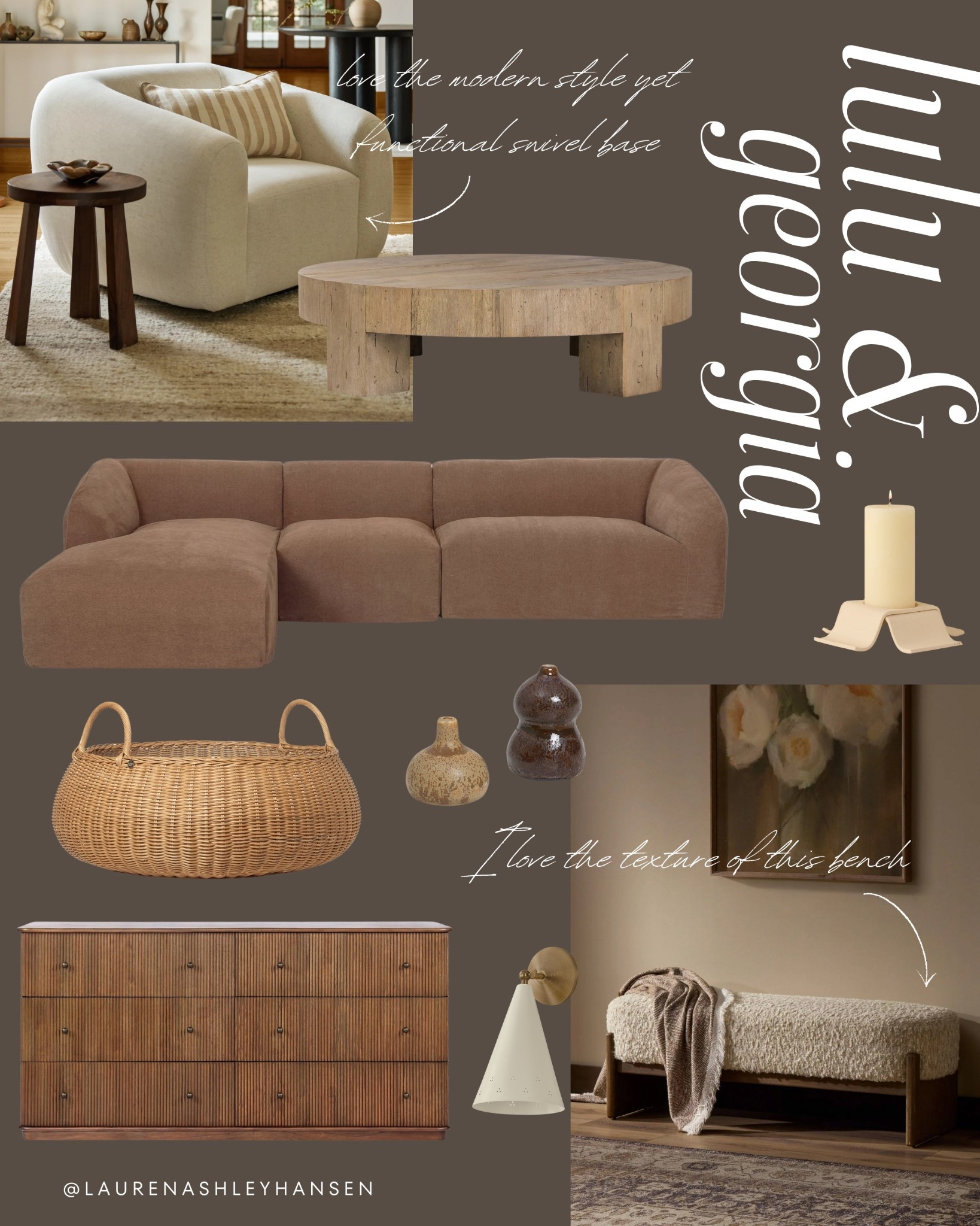 New Lulu & Georgia finds and favorites! I tend to lean towards airy and organic pieces, but I’m loving the moody and warm feel of these styles. The prettiest earthy tones for a space that’s timeless and textured. 

#LTKHome