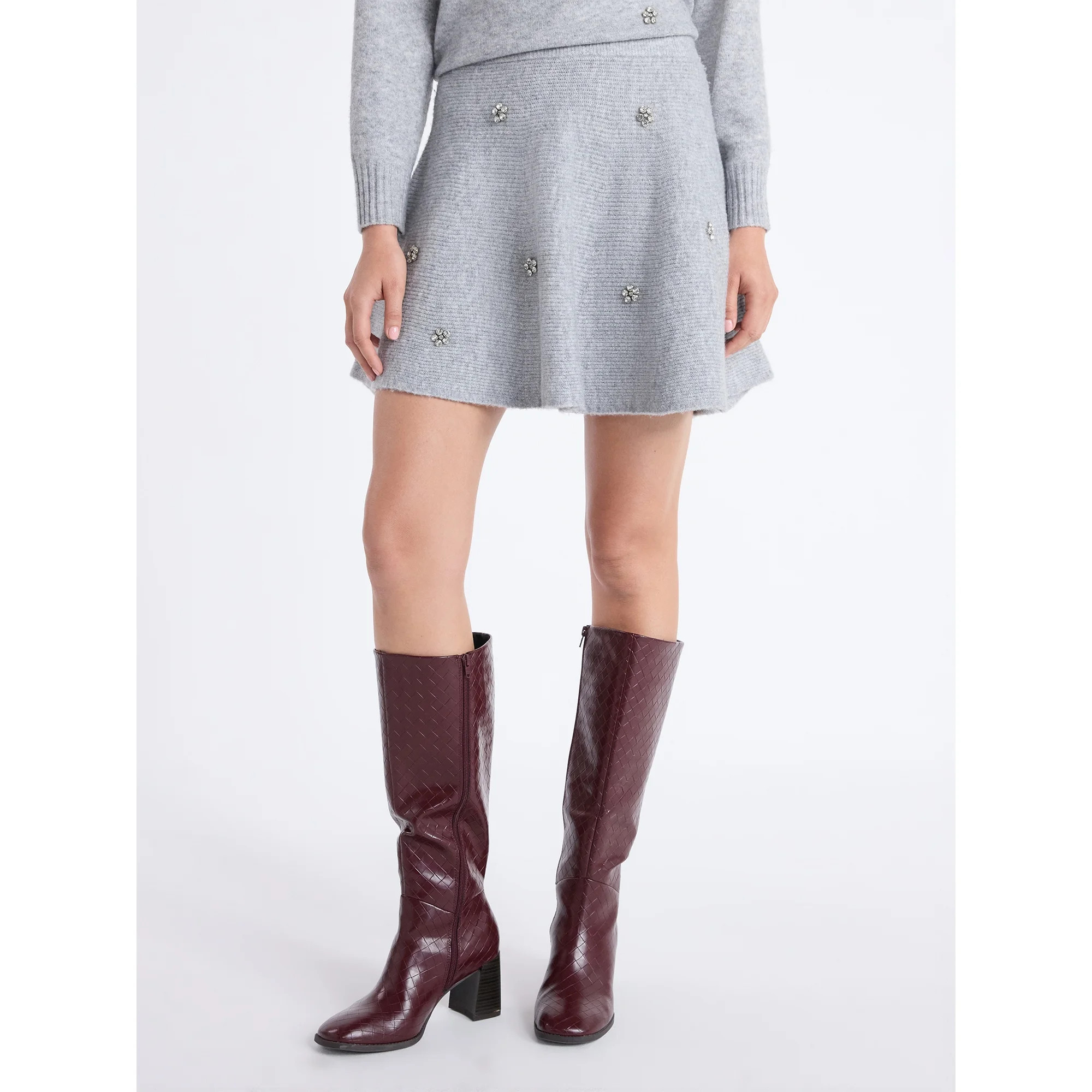 Free Assembly Women's and Women’s Plus Embellished Mini Sweater Skirt, Sizes XS-4X | Walmart (US)